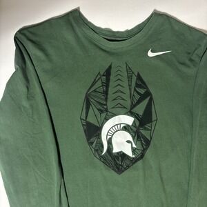 Nike Michigan State Spartans Dri Fit Long Sleeve T Shirt Men Size L Green